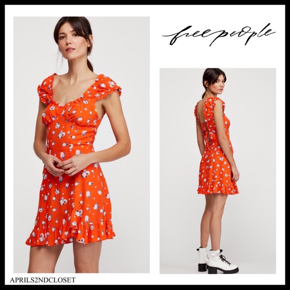 FREE PEOPLE BOHO V-NECK TIE BACK MINI DRESS A2C - Picture 16 of 16